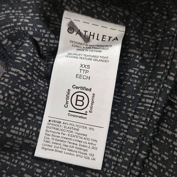 Athleta Womens Size XXS Delancey Textured Tight Black Grey new without tags - Picture 5 of 8